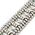 Wide Rhodium Plated Structured Bracelet With Clear Crystals - 17cm (9cm Extension) - view 8