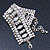 Wide Rhodium Plated Structured Bracelet With Clear Crystals - 17cm (9cm Extension) - view 7
