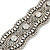 Wide Rhodium Plated Mesh Chain Structured Bracelet With Clear Crystals - 17cm (9cm Extension) - view 7