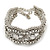 Wide Rhodium Plated Mesh Chain Structured Bracelet With Clear Crystals - 17cm (9cm Extension) - view 12