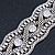 Wide Rhodium Plated Mesh Chain Structured Bracelet With Clear Crystals - 17cm (9cm Extension) - view 5