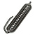 Wide Structured Gun Metal Mesh Chain Bracelet With Clear Crystals - 16cm (8cm Extension)