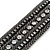 Wide Structured Gun Metal Mesh Chain Bracelet With Clear Crystals - 16cm (8cm Extension) - view 3
