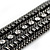 Wide Structured Gun Metal Mesh Chain Bracelet With Clear Crystals - 16cm (8cm Extension) - view 7