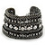 Wide Structured Gun Metal Mesh Chain Bracelet With Clear Crystals - 16cm (8cm Extension) - view 6