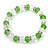 Green/ Transparent Glass Bead With Silver Tone Crystal Ring Stretch Bracelet - up to 21cm Length - view 8