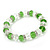 Green/ Transparent Glass Bead With Silver Tone Crystal Ring Stretch Bracelet - up to 21cm Length - view 7