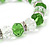 Green/ Transparent Glass Bead With Silver Tone Crystal Ring Stretch Bracelet - up to 21cm Length - view 4