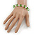 Green/ Transparent Glass Bead With Silver Tone Crystal Ring Stretch Bracelet - up to 21cm Length - view 3