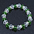 Green/ Transparent Glass Bead With Silver Tone Crystal Ring Stretch Bracelet - up to 21cm Length - view 5