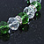 Green/ Transparent Glass Bead With Silver Tone Crystal Ring Stretch Bracelet - up to 21cm Length - view 6