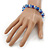 Sky/ Cobalt Blue Glass Bead With Silver Tone Crystal Ring Stretch Bracelet - up to 21cm Length - view 4