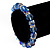 Sky/ Cobalt Blue Glass Bead With Silver Tone Crystal Ring Stretch Bracelet - up to 21cm Length - view 5