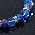 Sky/ Cobalt Blue Glass Bead With Silver Tone Crystal Ring Stretch Bracelet - up to 21cm Length - view 7