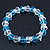 Light Blue/ Transparent Glass Bead With Silver Tone Crystal Ring Stretch Bracelet - up to 21cm Length - view 5