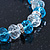 Light Blue/ Transparent Glass Bead With Silver Tone Crystal Ring Stretch Bracelet - up to 21cm Length - view 6