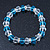 Light Blue/ Transparent Glass Bead With Silver Tone Crystal Ring Stretch Bracelet - up to 21cm Length - view 7