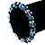 Sky/ Navy Blue Glass Bead With Silver Tone Crystal Ring Stretch Bracelet - up to 21cm Length - view 4