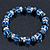 Sky/ Navy Blue Glass Bead With Silver Tone Crystal Ring Stretch Bracelet - up to 21cm Length - view 6