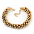 Gold Tone Chunky Twisted Bead Bracelet - 18cm Length/ 4cm Extension