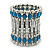 Vintage Wide Turquoise Bead Flex Bracelet In Silver Plating - 19cm Wrist/ 75mm Width