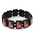 US American Flag Black Stretch Wooden Bracelet - up to 20cm length