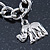 Silver Plated Charm On Chunky Oval Link Chain Bracelet With T-Bar Closure - 19cm Length - view 8