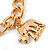 Gold Plated Charm On Chunky Oval Link Chain Bracelet With T-Bar Closure - 19cm Length - view 6
