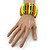 Teen Wide Neon Green/ Neon Orange/ Neon Yellow Wood Flex Bracelet - up to 17cm Length - view 3