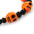Orange Acrylic Skull Bead Children/Girls/ Petites Teen Friendship Bracelet On Black String - (13cm to 16cm) Adjustable - view 2