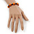 Orange Acrylic Skull Bead Children/Girls/ Petites Teen Friendship Bracelet On Black String - (13cm to 16cm) Adjustable - view 3