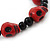 Dark Red Acrylic Skull Bead Children/Girls/ Petites Teen Friendship Bracelet On Black String - (13cm to 16cm) Adjustable - view 2