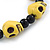 Yellow Acrylic Skull Bead Children/Girls/ Petites Teen Friendship Bracelet On Black String - (13cm to 16cm) Adjustable - view 3
