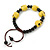 Yellow Acrylic Skull Bead Children/Girls/ Petites Teen Friendship Bracelet On Black String - (13cm to 16cm) Adjustable - view 4