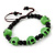 Green Acrylic Skull Bead Children/Girls/ Petites Teen Friendship Bracelet On Black String - (13cm to 16cm) Adjustable - view 3