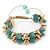 Gold/ Turquoise Coloured Acrylic Spike Friendship Bracelet On Beige Silk Cord - Adjustable - view 2