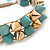 Gold/ Turquoise Coloured Acrylic Spike Friendship Bracelet On Beige Silk Cord - Adjustable - view 4