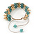 Gold/ Turquoise Coloured Acrylic Spike Friendship Bracelet On Beige Silk Cord - Adjustable - view 5