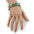Gold/ Turquoise Coloured Acrylic Spike Friendship Bracelet On Beige Silk Cord - Adjustable - view 3