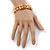 Gold Tone Acrylic Spike Friendship Bracelet On Beige Silk Cord - Adjustable - view 3
