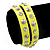 Neon Yellow Leather Style Crystal and Spike Studded Wrap Bracelet - Adjustable (One Size Fits All) - view 2