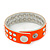 Crystal Studded Neon Orange Faux Leather Strap Bracelet - Adjustable up to 20cm - view 8