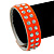 Crystal Studded Neon Orange Faux Leather Strap Bracelet - Adjustable up to 20cm - view 2
