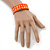 Crystal Studded Neon Orange Faux Leather Strap Bracelet - Adjustable up to 20cm - view 3