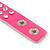 Crystal Studded Neon Pink Faux Leather Strap Bracelet - Adjustable up to 20cm - view 6