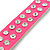 Crystal Studded Neon Pink Faux Leather Strap Bracelet - Adjustable up to 20cm - view 7