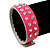 Crystal Studded Neon Pink Faux Leather Strap Bracelet - Adjustable up to 20cm - view 2