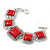 Vintage Coral Red Square Ceramic Etched Bracelet With Toggle Clasp -18cm Length/ 2cm Extension - view 8
