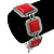 Vintage Coral Red Square Ceramic Etched Bracelet With Toggle Clasp -18cm Length/ 2cm Extension - view 5