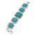 Vintage Turquoise Square Stone Etched Bracelet With Toggle Clasp -18cm Length/ 2cm Extension - view 8
